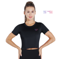 T-shirt court de sport respirant OEM pour femme avec logo personnalisé – Idéal pour la course à pied