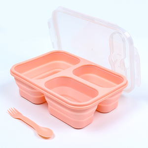 Bento Box Folding Collapsible Container With Lid Reusable Square Round Rectangle Food Bento Foldable Silicone Lunch Box