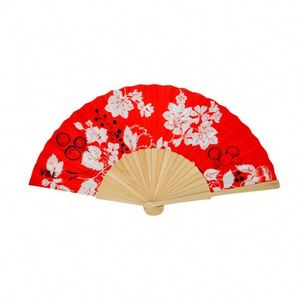 พัดกระดาษไม้พับได้สไตล์วินเทจสีสันสดใสสำหรับผู้หญิง ทำเองได้ - Product Image 1