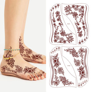 Kadınlar için özel beyaz kına dövme Sticker güvenli çocuklar geçici vücut sanatı dantel kırmızı kahverengi siyah seksi moda Mandela - Product Image 3