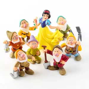 Figurines de Cake Toppers en PVC pour enfants, 8 pièces/lot, princesse Blanche-Neige et les sept nains, jouet pour enfants