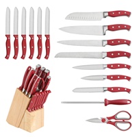 Couteau de cuisine en acier inoxydable, manche en ABS, bloc de bois, ensemble de couteaux de restaurant professionnels, 16 pièces