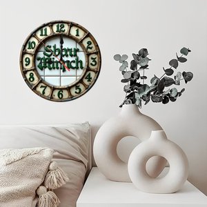 <b>Round</b> Wooden Wall Clock 25x25Cm Solid Wood <b>Frame</b> Silent Movement Home Office Study Room Decor - Product Image 2