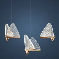 Moderne goldene Schmetterling hängende Decke Kronleuchter Lampen Acryl LED Drop Innen dekorative Schlafzimmer Pendel leuchte