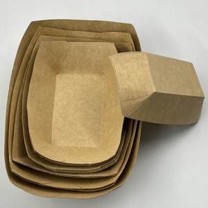 Bandejas de Papel Kraft para Alimentos, Platos Desechables Resistentes a la Grasa, Barquitos de Cartón - Product Image 3