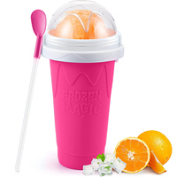 Gobelet Magique pour Slushy et Sorbet, Gobelet Rafraîchissant d'Été à Presser, Gobelet DIY en Silicone pour Enfants pour Faire des Slushies et des Smoothies avec Couvercle