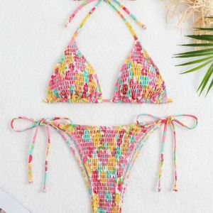 Conjuntos de Bikini de Diseño 2025 para Mujer, Traje de Baño de Dos Piezas con Espalda Descubierta y Cuello en V, Spandex/Nylon, Estampado de Alta Calidad, Secado Rápido - Product Image 4