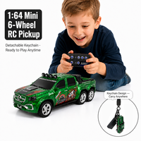 Mini camionnette RC tout-terrain 6 roues à l'échelle 1:64, porte-clés détachable, lumières LED 2,4 GHz, régulateur de vitesse 3 vitesses, contrôle par application, 4 couleurs