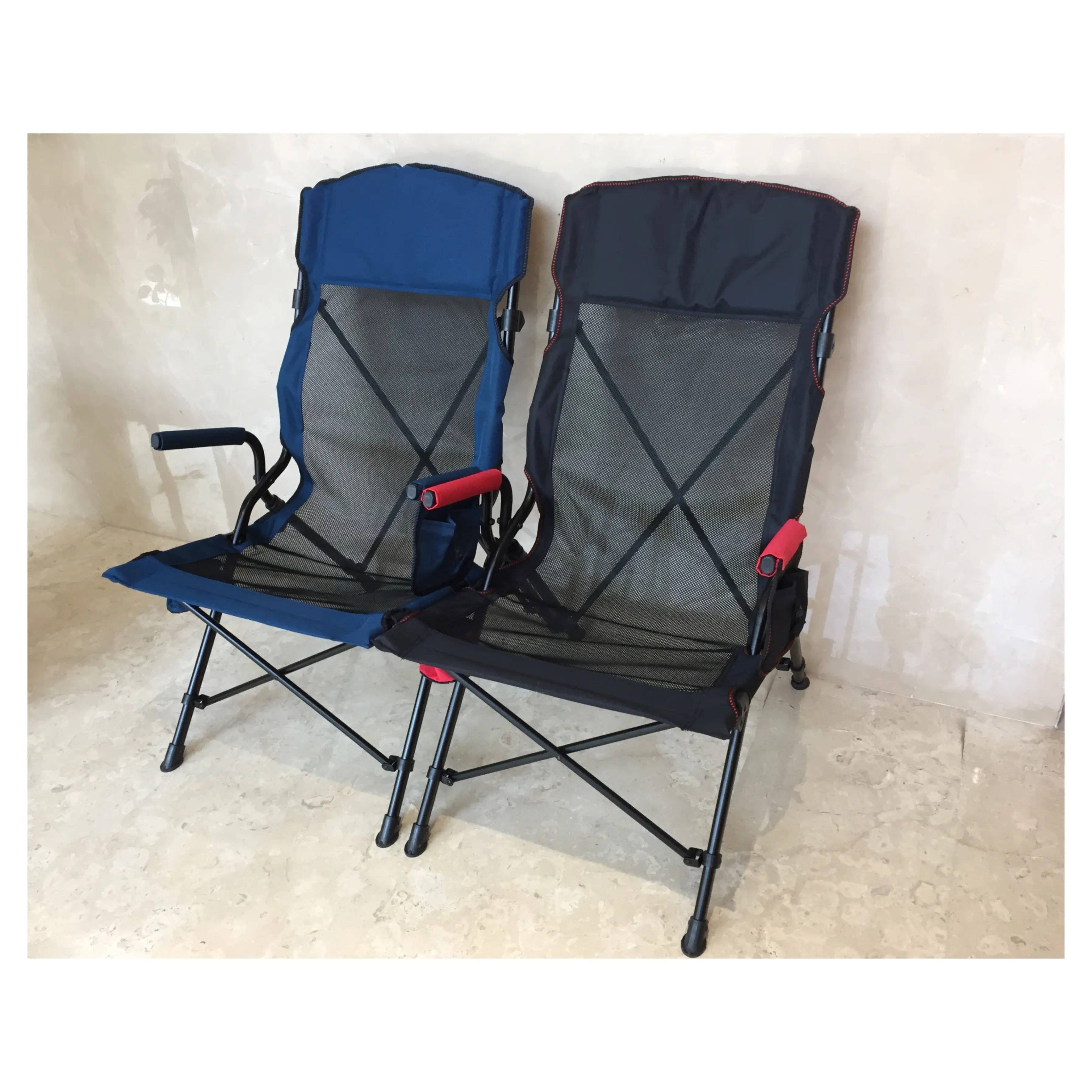 Outdoor Opvouwbare Comfortabele Luxe Ergonomische Sling Seat Hoge Rug Ergo Campingstoel Met Mesh