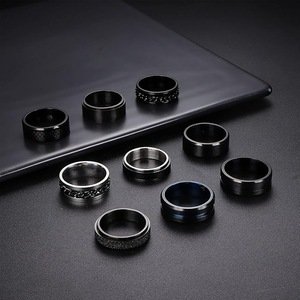 Draaibare decompressiepaarring Gepersonaliseerde titaniumstalen herenvingerring Trendy geometrisch vacuüm gegalvaniseerd - Product Image 2