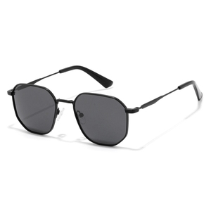 Unisex <b>Rectangle</b> Metal Frame <b>Sunglasses</b> <b>Black</b> Lens UV400 Protection Full Rim Style for Adults - Product Image 1