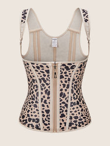 Langqin Breathable Anti-Bacterial Eco-Friendly Thick Latex Firm Control Zipper Body Shaping Leopard Print Vest Style Waist Belt - Product Image 6