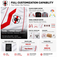 Veste à capuche et pantalon en nylon blanc et rouge, style parachute, avec emblème, passepoil et cordon de serrage, fabrication OEM, marque privée pour les marques