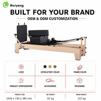 Vente directe usine : Reformer Pilates 5 pièces en chêne, durable, personnalisable, de haute qualité, écologique et réglable, pour studio de Pilates et de yoga, en gros.