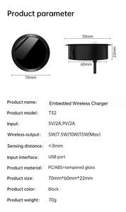 Chargeur sans fil à charge rapide 15W, intégré au bureau, pour la rénovation de meubles – Fournisseur d'usine, prix abordable - Product Image 6