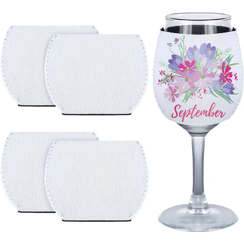 Benutzer definiertes Logo Gedruckte Tassen hülle Koozy Sublimation Blank Neopren Weinglas hülle Isolator abdeckung halter Getränk Coozy Bier kühler