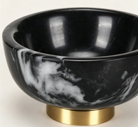 Bol Rond Classique en Marbre Noir pour la Cuisine, la Maison, les Fêtes, les Restaurants, le Service de Fruits, la Décoration, les Collations, le Rangement