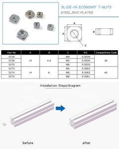 Écrous carrés coulissants <span class=keywords><strong>en</strong></span> <span class=keywords><strong>acier</strong></span> zingués M5-40 <span class=keywords><strong>en</strong></span> usine pour <span class=keywords><strong>profilé</strong></span> <span class=keywords><strong>en</strong></span> aluminium 30x30 <span class=keywords><strong>40x40</strong></span> #5273 - Product Image 5