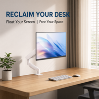 Soporte de Escritorio Ajustable para un Solo Monitor de 17-32 Pulgadas, VESA 75x75 100x100, con Abrazadera en C e Instalación a Travesaño