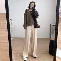 Nouveau Cardigan en Maille Asymétrique à Boutons Diagonaux Color Block pour Femme, Collection Printemps-Automne 2026, Style Coréen Oversize à Manches Longues, Vente en Gros