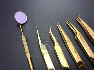 Pince à épiler d'extension de cils en acier durable plaqué or à angle de 90 degrés pince à épiler d'isolement de logo privé à pointe droite - Product Image 4