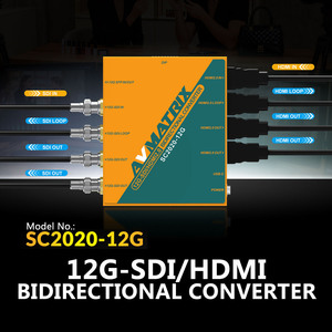 Convertisseur de diffusion AVMATRIX SC2020 12G-SDI vers 4K HDMI bidirectionnel avec traitement des signaux multi-entrées et sorties, répartiteur et prolongateur de fibre optique - Product Image 1
