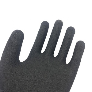 Guantes <span class=keywords><strong>de</strong></span> trabajo con forro gris recubierto <span class=keywords><strong>de</strong></span> <span class=keywords><strong>espuma</strong></span> <span class=keywords><strong>de</strong></span> látex negro 3/4 antideslizantes <span class=keywords><strong>espuma</strong></span> anticorte látex poliéster - Product Image 4