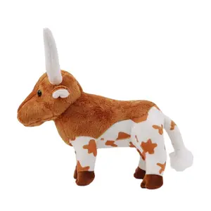 Bull Plush Toy Longhorn Cow Plush Toys Brown Longhorn Stuffed Animal Toys Cow Stuffed Doll In Stock