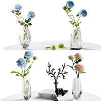 Ensemble de 7 vases en cristal géométrique, vases à fleurs en verre à facettes, vases décoratifs transparents pour la décoration de table à la maison