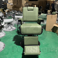 Fauteuil de barbier hydraulique vintage noir robuste inclinable pour salon de coiffure masculin