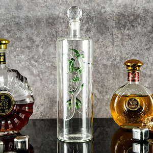 Hand Blown High Borosilicate Glass 750ML Glass Bottle for Gin Vodka Liquor Alcohol <strong>Tequila</strong> <strong>Reposado</strong> Whiskey - Product Image 2