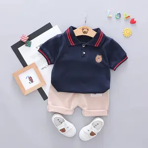 Ropa de niños al por mayor de diseño de bordado de verano bebé niños ropa conjunto niños niño 2t y a