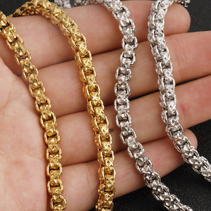 New Square Rolo Rändelung Edelstahl kette Vakuum beschichtete diamant karierte Herren schmuck kette - Product Image 5