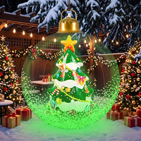 Nouvelles Boules de Noël Gonflables d'Extérieur avec Lumière LED et Bonhomme de Neige Intégré en PVC