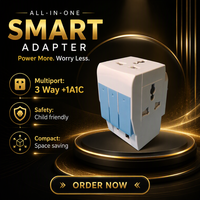 Adaptor Universal 3 Pin 3 Jalur 13A Terbaru Dengan Saklar Individual & Port USB Type C PD20W, Adaptor Colokan 2.1A