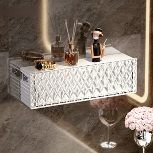 Modern Luxury Wall Mounted Storage <b>Box</b> With Sloped Opening For Bathroom Skincare And Cosmetics Organization - Product Image 2