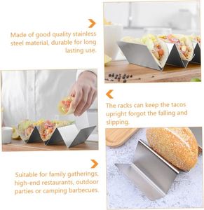 Nouveaux supports à tacos écologiques en acier inoxydable, lot de 3, réversibles, en forme de W, pour tortillas et crêpes mexicaines - Product Image 4