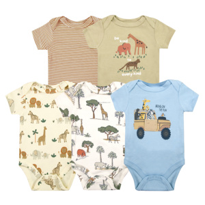 5 Piezas de Body para Bebé de 6 a 9 Meses, Algodón, Cierre de Botones, Manga Corta, Estilo Lindo, Ropa de Verano con Bordado para Bebé - Product Image 4