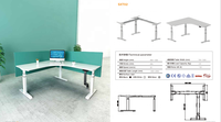 Bureau d'angle pour bureau à domicile en forme de L Bureau assis-debout en forme de L à 90 degrés Bureau électrique réglable à triple moteur