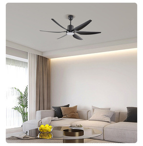Lámpara de Techo Nórdica de Madera de 54 Pulgadas con 6 Aspas Rectas, Nueva, con LED, para Sala de Estar, Comedor Interior, con Ventilador - Product Image 3