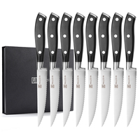 Couteau à steak pour barbecue personnalisé, 8 pièces, passe au lave-vaisselle, noir, ensemble de couteaux de chef de cuisine avec boîte-cadeau