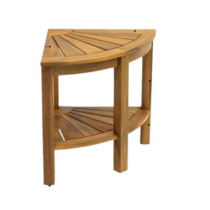 Acacia Wood Bath <b>Stool</b> Double Layer Fan Shaped Solid Wood <b>Bathroom</b> Seat Storage <b>For</b> Elderly Pregnant Women - Product Image 5