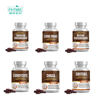 Mélange de poudre d'extrait de champignons 6 en 1 en marque propre : Cordyceps, Ganoderma, Reishi, Chaga, Queue de dinde, Maitake, Crinière de lion