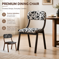 Chaise de salle à manger rembourrée à motifs floraux avec structure en bois courbé - Assise ergonomique et confortable pour la maison, le restaurant, l'hôtel
