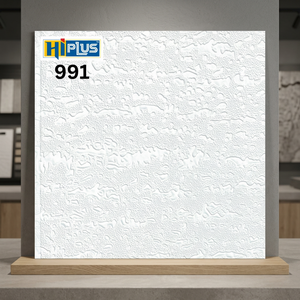 Hi Plus 991 - Placa de Techo Cuadrada de PVC Texturizado Blanco, Moderna, Impermeable, de 2x2 pies - Product Image 2