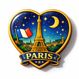 Aimant de réfrigérateur en bois époxy de forme irrégulière personnalisée, souvenir de la Tour Eiffel de <span class=keywords><strong>Paris</strong></span> - Logo de voyage France - Product Image 2