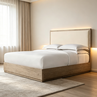 Tête de lit en tissu écologique durable et moderne, panneau en bois massif richement texturé, lit multifonctionnel pour appartement et maison