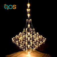 Filet en fil d'acier Étoile LED Lustre de luxe Ciel étoilé Moderne Creative Glowworm Rond et grande fleur Osram EOS Lustre nordique