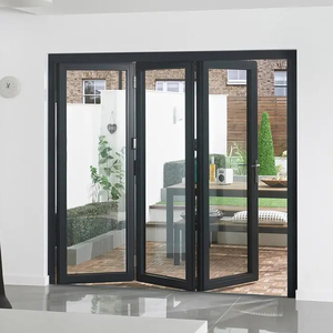 Prix de gros personnalisé Porte pliante intérieure en aluminium <span class=keywords><strong>noir</strong></span> avec système de pliage en verre isolé - Product Image 1