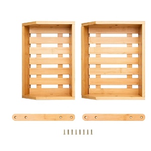 水果商店厨房柜台蔬菜储物架双层水果碗竹水果篮 - Product Image 3